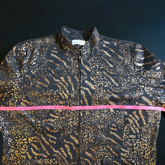 Alfred Dunner Jacket Blue with Gold Metallic Zip Soze 18 EUC (W5366-G5) - Picture 4 of 7